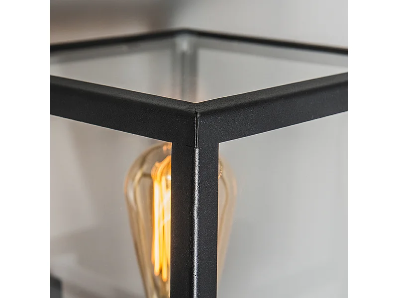 Applique murale extérieure carrée industrielle noire IP23 - Rotterdam