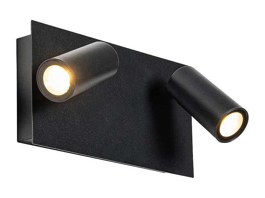 Applique murale d'extérieur moderne noire avec LED 2 lumières IP54 - Simon