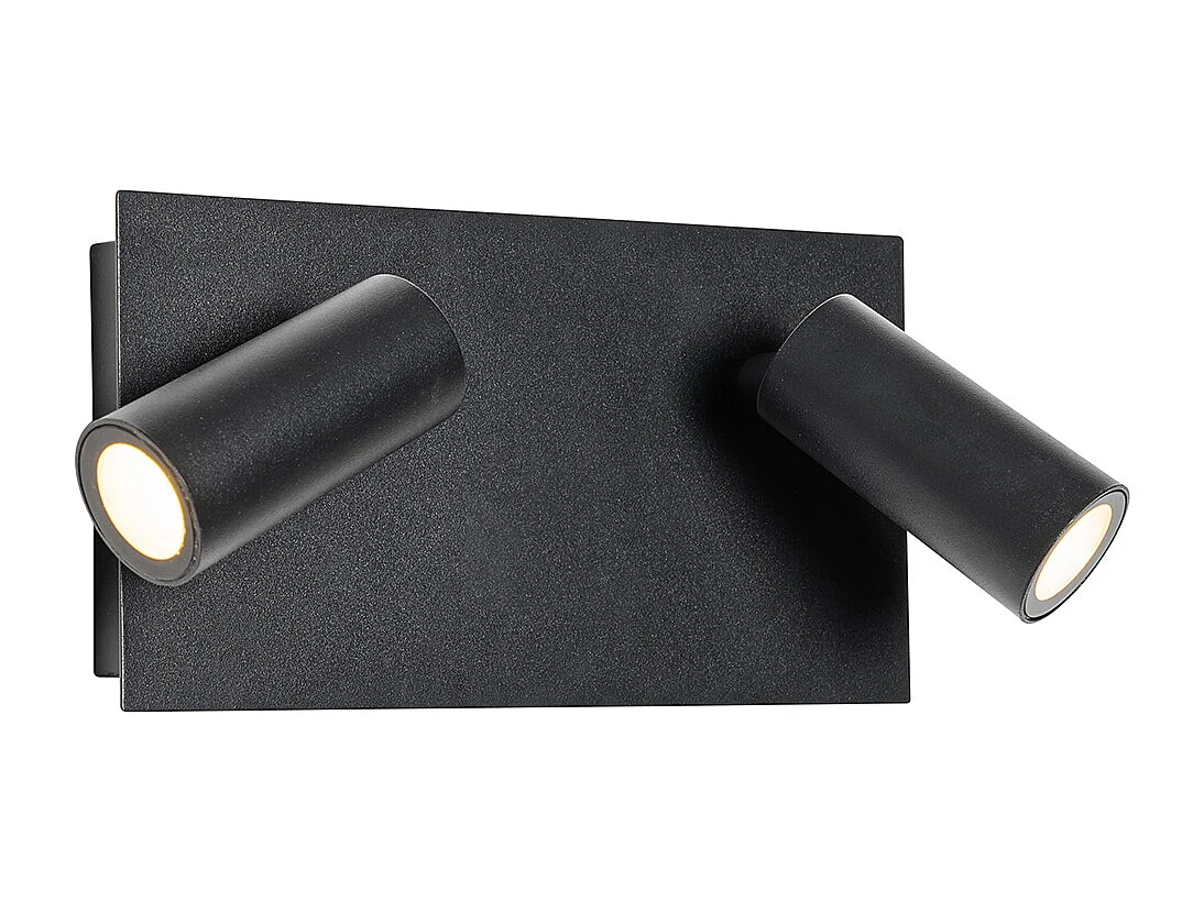 Applique murale d'extérieur moderne noire avec LED 2 lumières IP54 - Simon