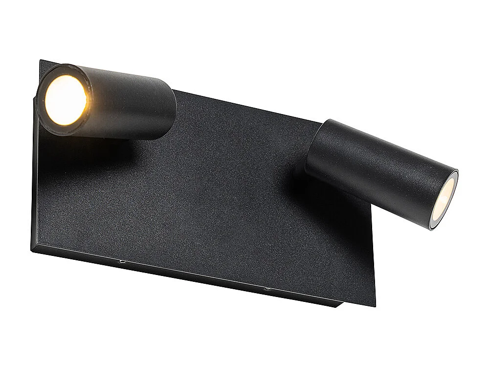 Applique murale d'extérieur moderne noire avec LED 2 lumières IP54 - Simon