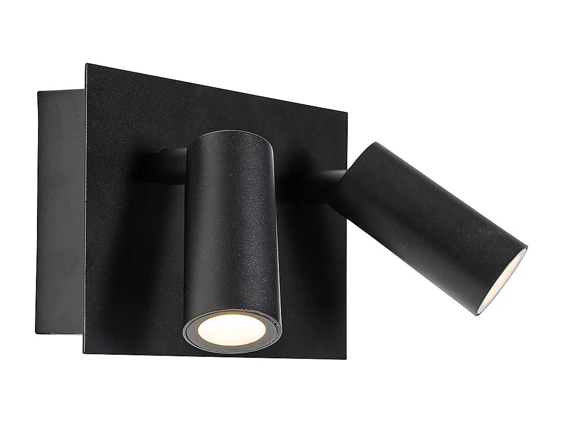 Applique murale d'extérieur moderne noire avec LED 2 lumières IP54 - Simon