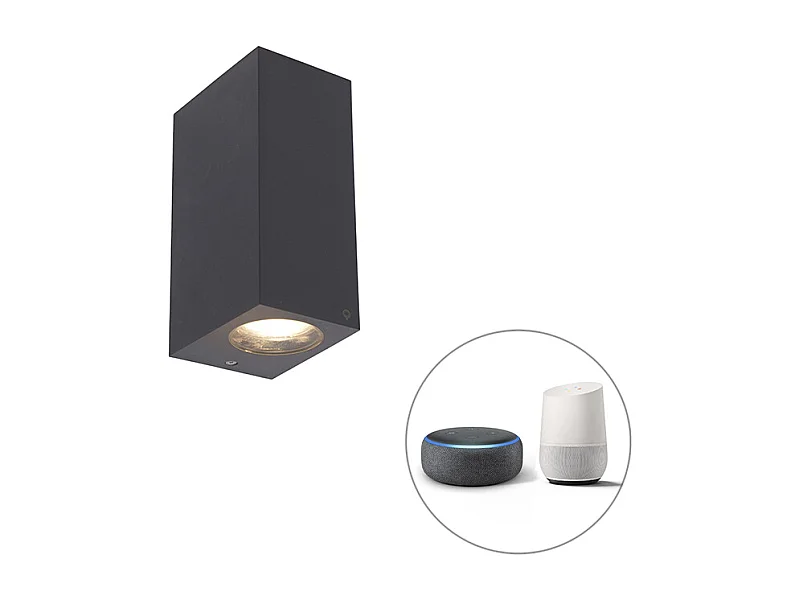 Applique murale intelligente grise en plastique Incl. 2 Wifi GU10 - Baleno
