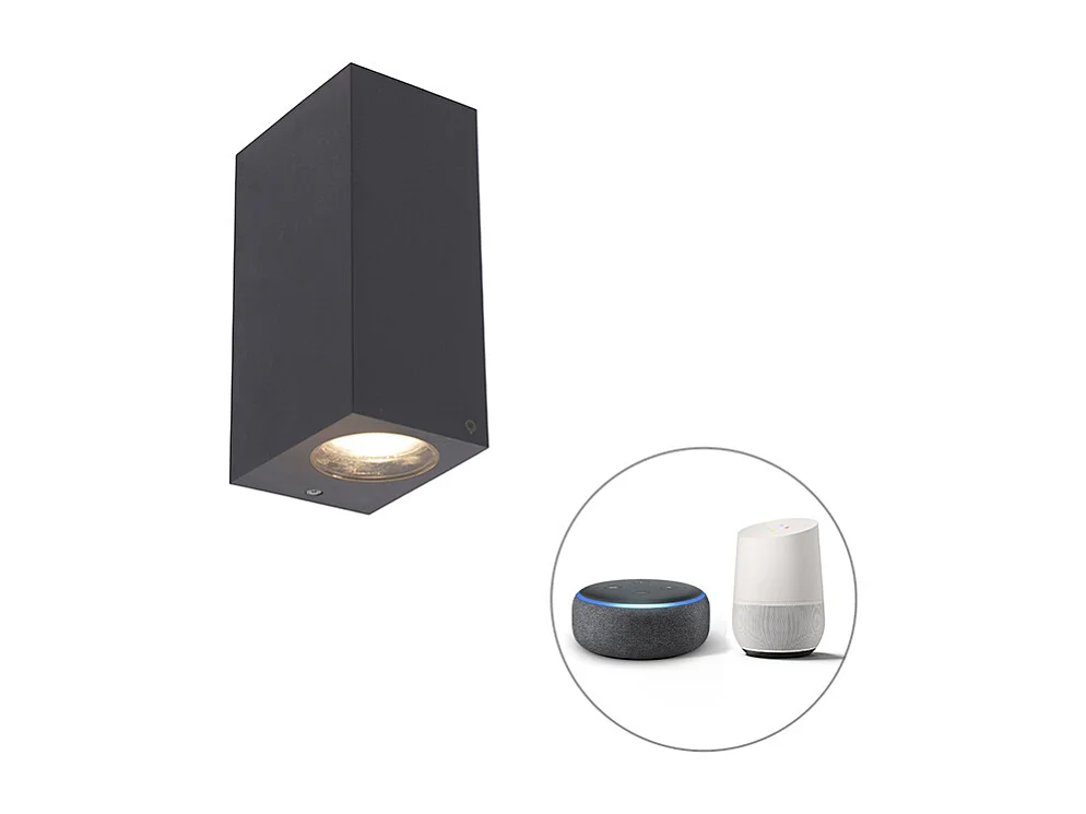 Applique murale intelligente grise en plastique Incl. 2 Wifi GU10 - Baleno