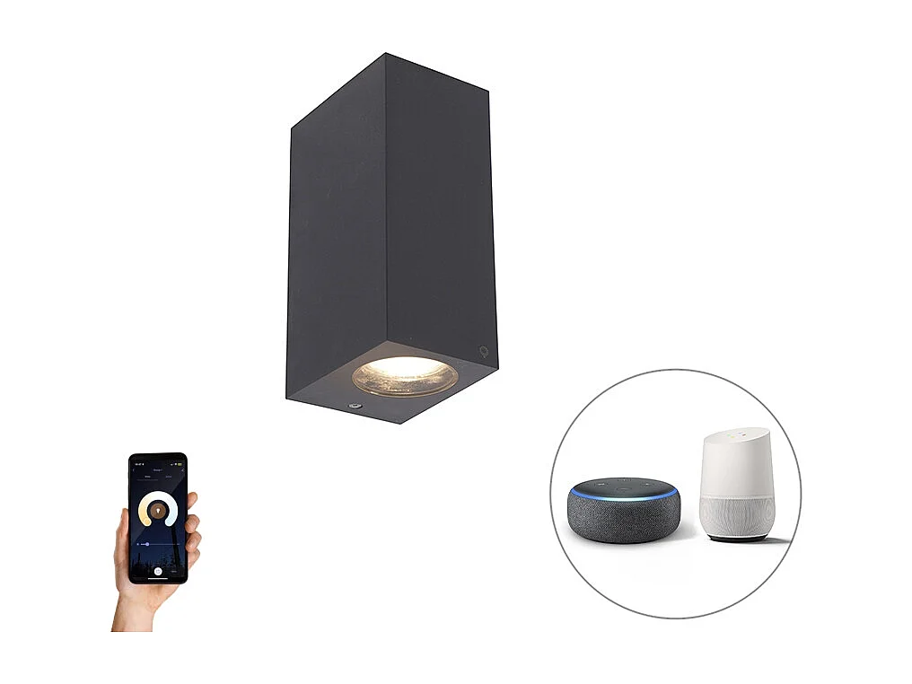 Applique murale intelligente grise en plastique Incl. 2 Wifi GU10 - Baleno