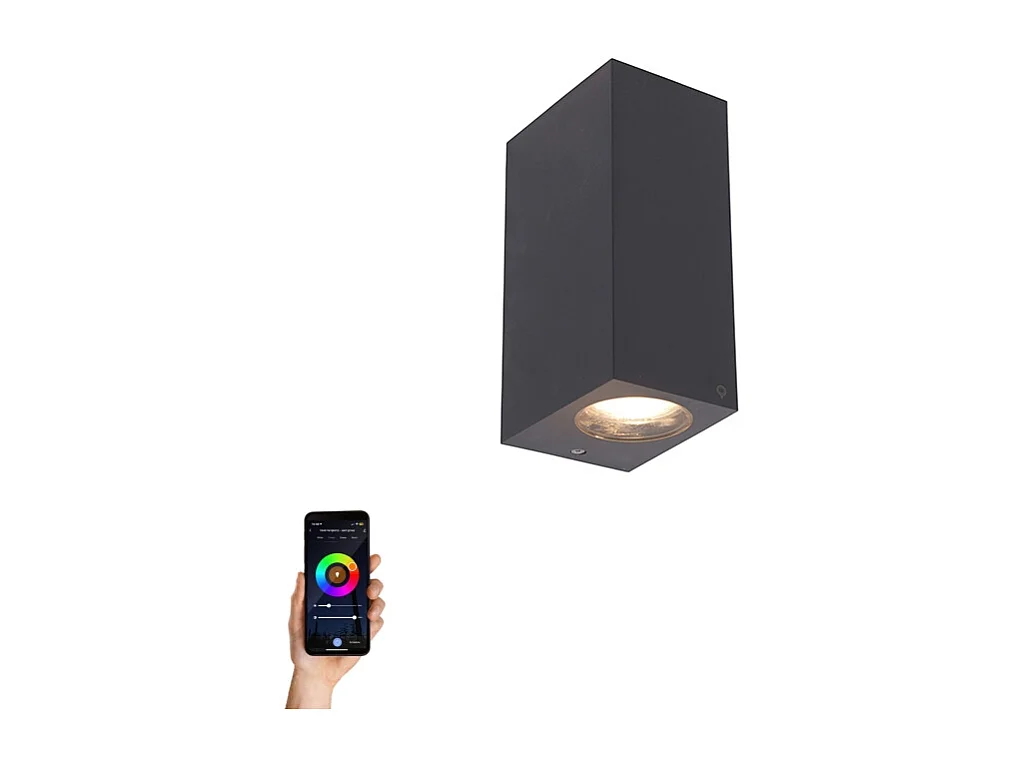 Applique murale intelligente grise en plastique avec 2 Wifi GU10 - Baleno