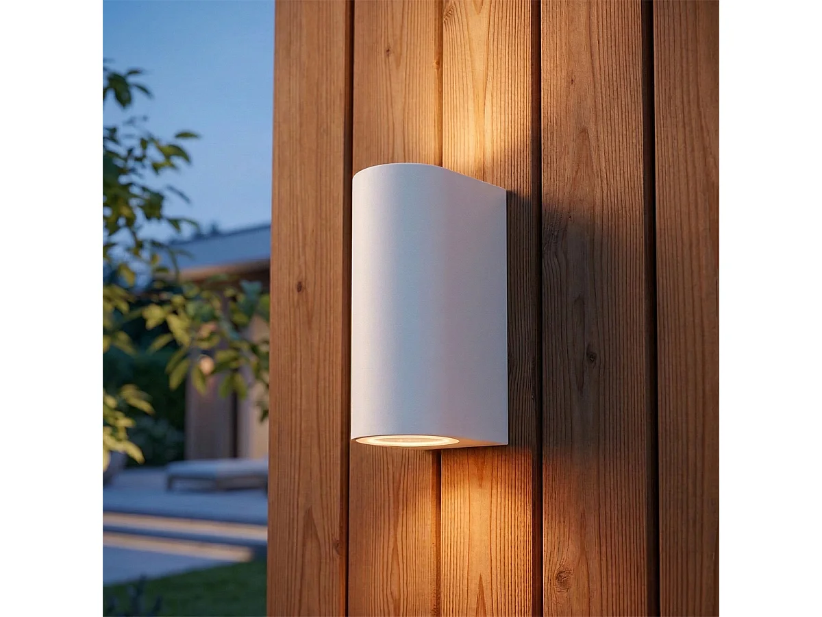 Applique murale extérieure moderne en plastique blanc ovale 2 lumières - Baleno