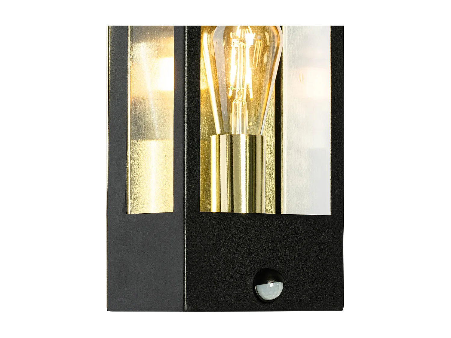 Applique d'extérieur noire avec doré et détecteur de mouvement - Rotterdam