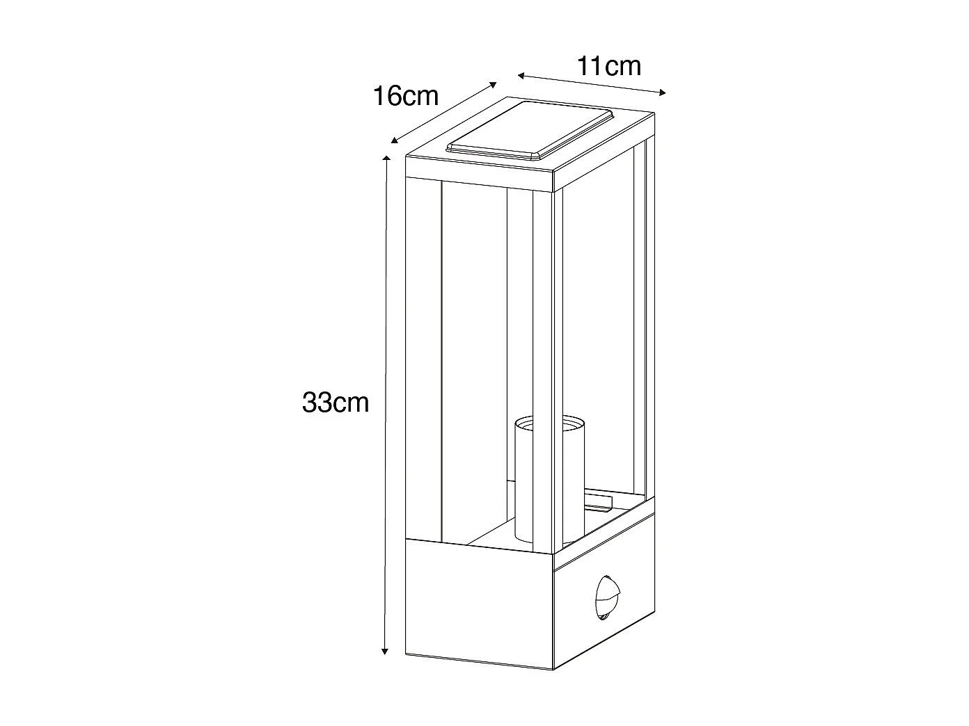 Applique d'extérieur noire avec doré et détecteur de mouvement - Rotterdam
