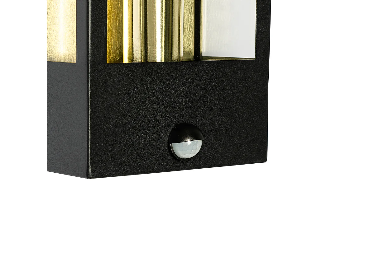 Applique murale d'extérieur noire avec or et détecteur de mouvement - Rotterdam
