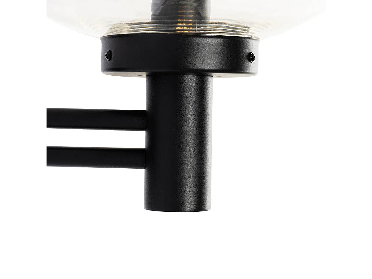 Applique murale d'extérieur moderne noire avec verre - Elly