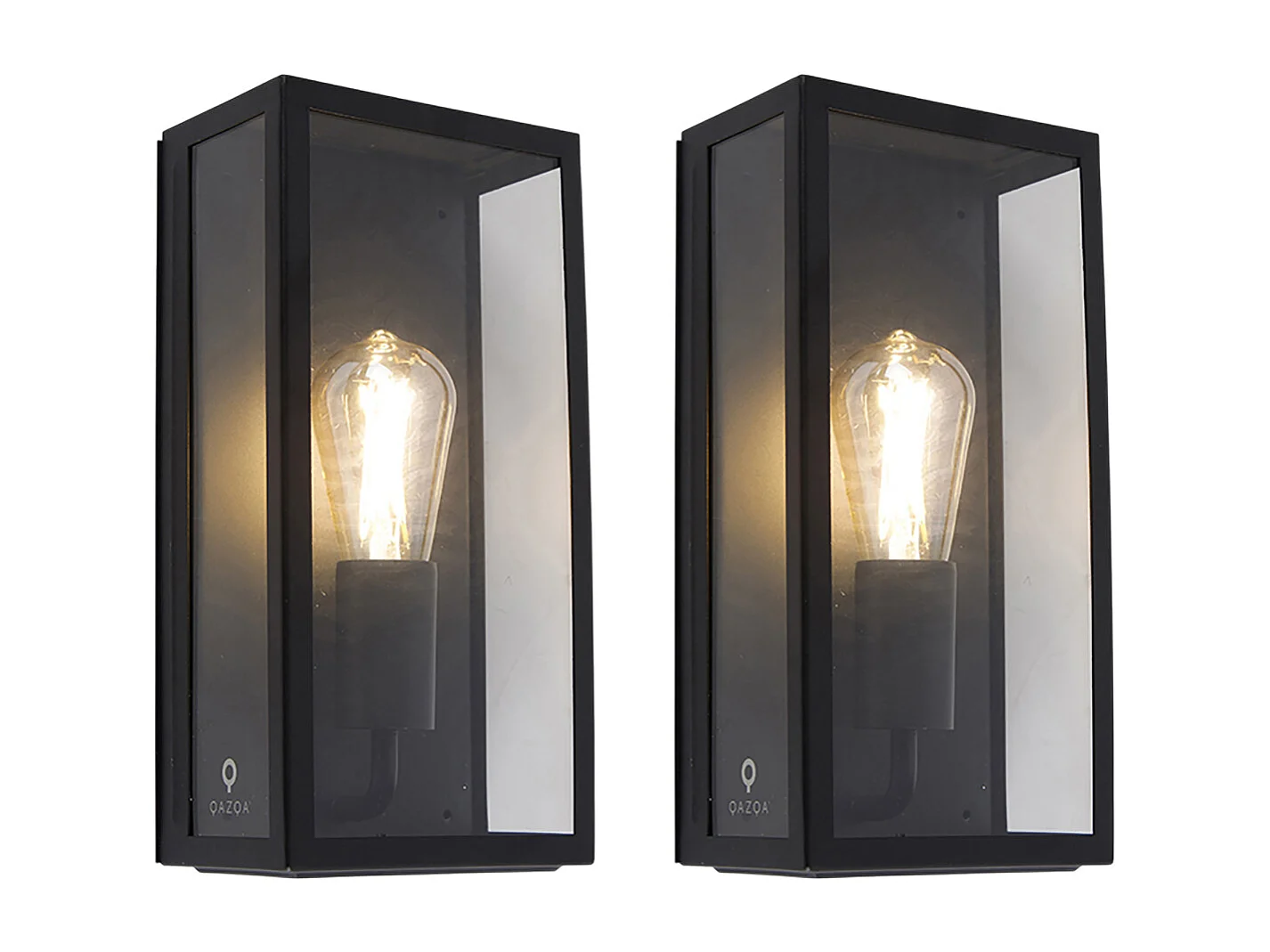 Set de 2 appliques d'extérieur noir IP44 avec verre - Rotterdam