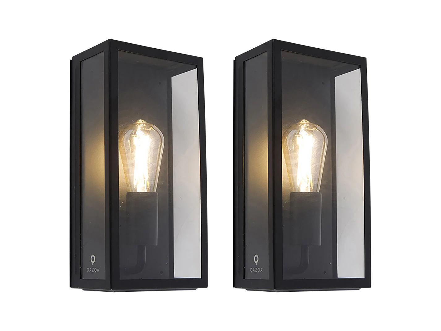 Set de 2 appliques d'extérieur noir IP44 avec verre - Rotterdam