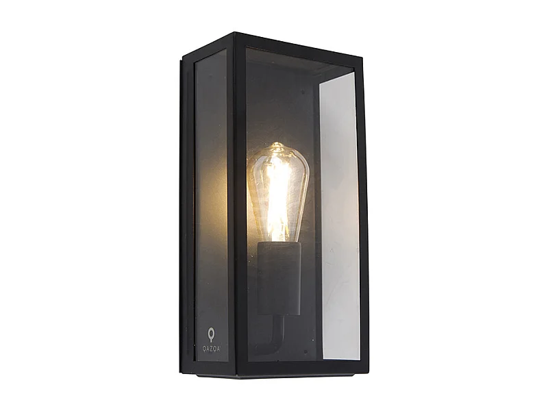 Applique murale d'extérieur industrielle noire IP44 avec verre - Rotterdam