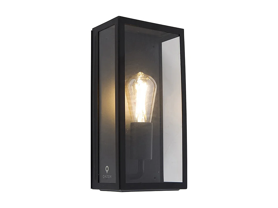 Applique murale d'extérieur industrielle noire IP44 avec verre - ROTTERDAM