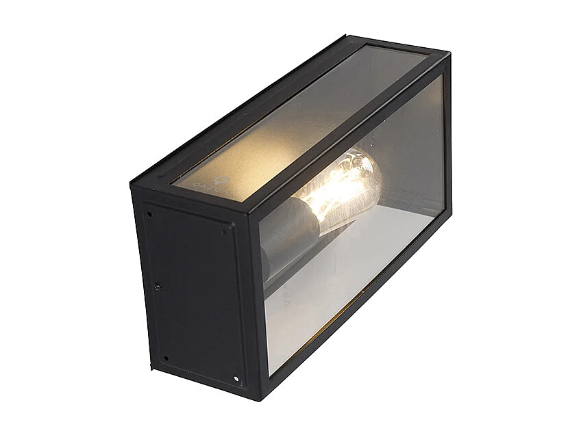 Applique murale d'extérieur industrielle noire IP44 avec verre - Rotterdam