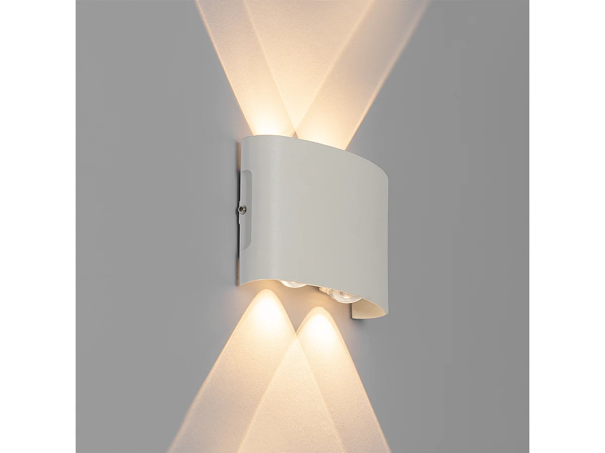 Applique d'extérieur blanche avec LED 4 lumières IP54 - Silly