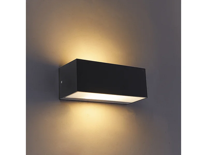 Applique murale moderne noire avec effet lumineux IP54 - Houks