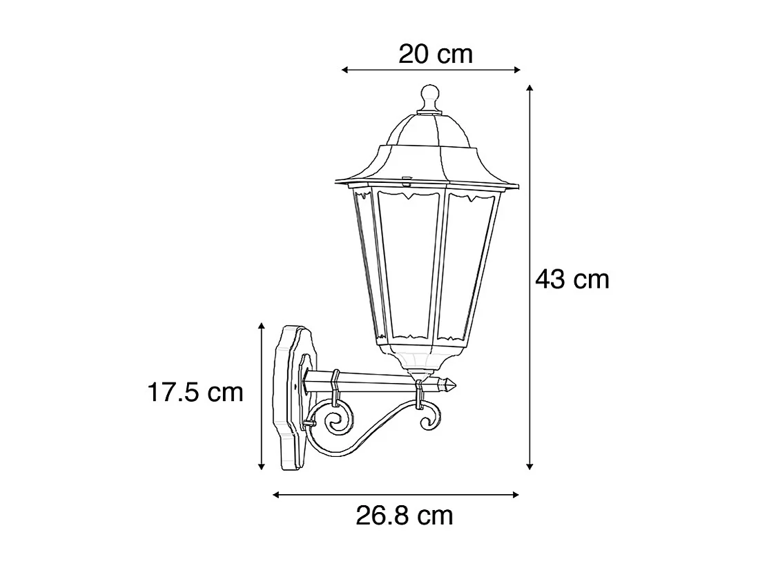 Applique d'extérieur classique noire IP44 - Havana Up