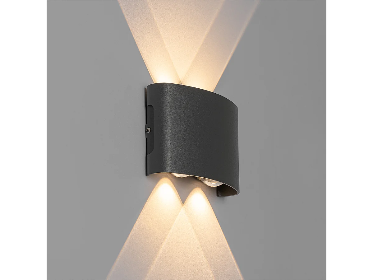 Applique d'extérieur gris foncé avec LED 4 lumières IP54 - Silly
