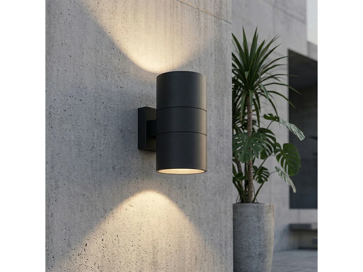 Applique murale extérieure moderne noire 2 lumières AR111 IP44 - Duo