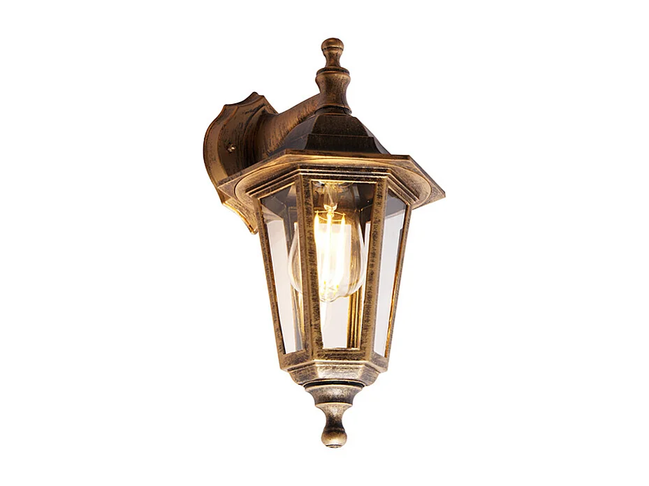 Applique murale d'extérieur antique dorée IP44 - New Haven