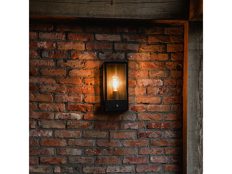 Applique d'extérieur noire avec capteur crépusculaire - Rotterdam