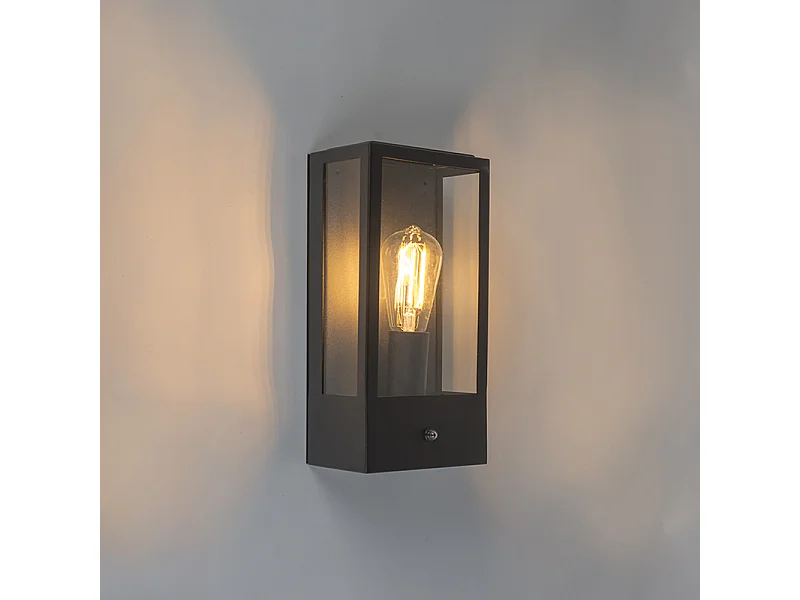 Applique d'extérieur noire avec capteur crépusculaire - Rotterdam