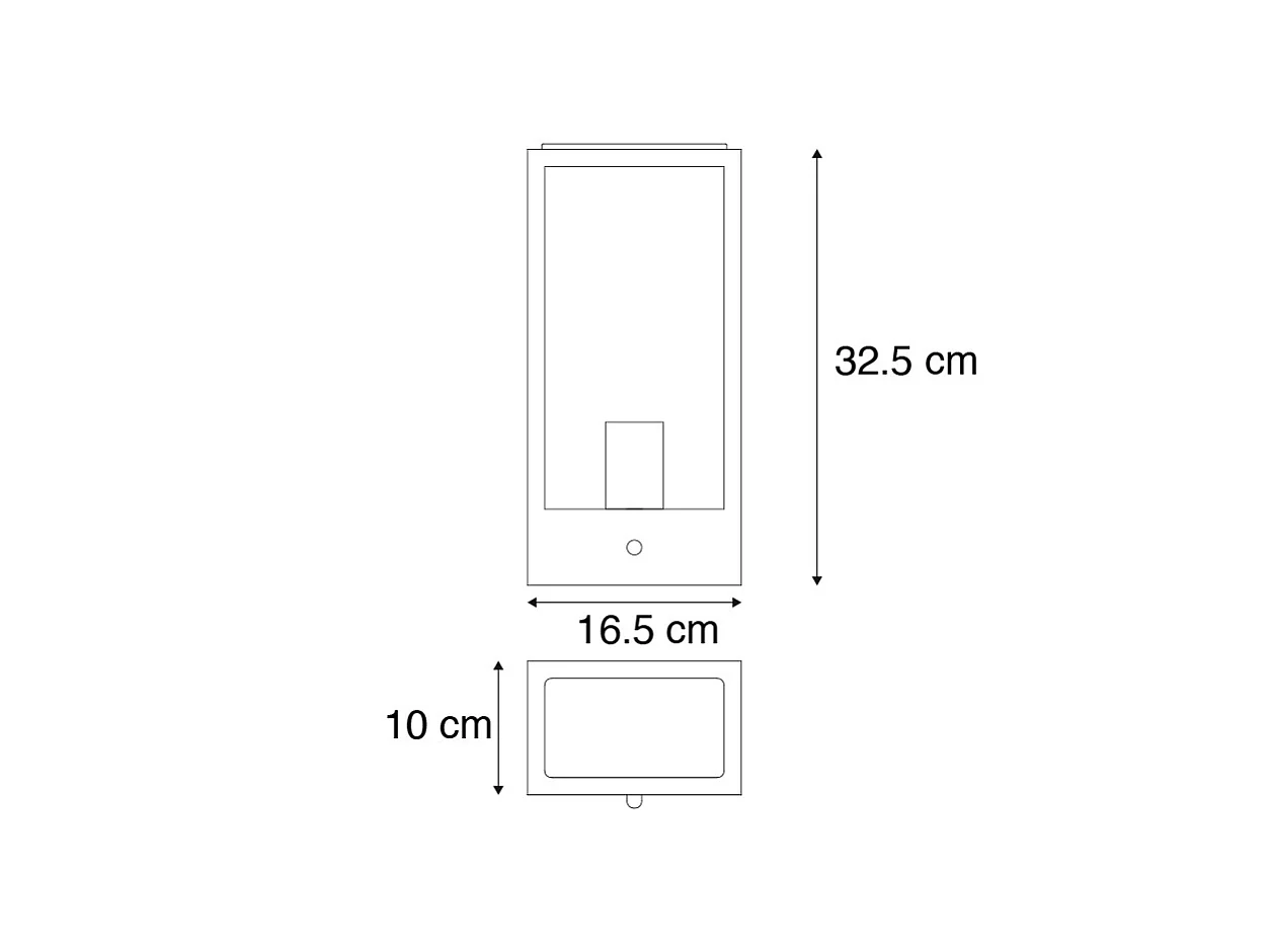 Applique d'extérieur noire avec capteur crépusculaire - Rotterdam