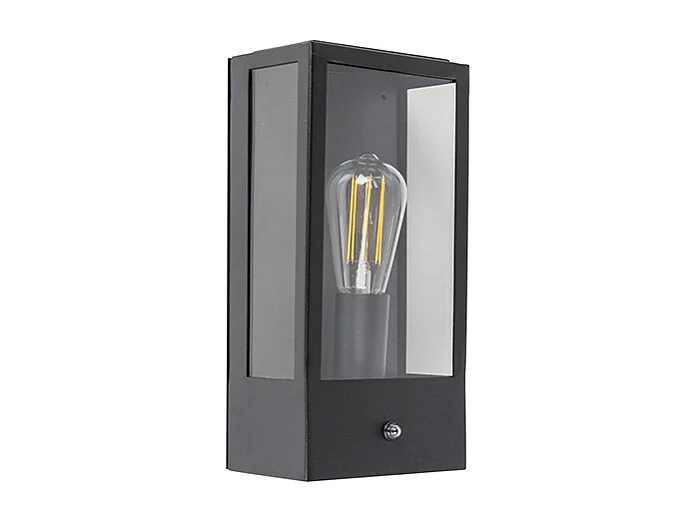 Applique d'extérieur noire avec capteur crépusculaire - Rotterdam