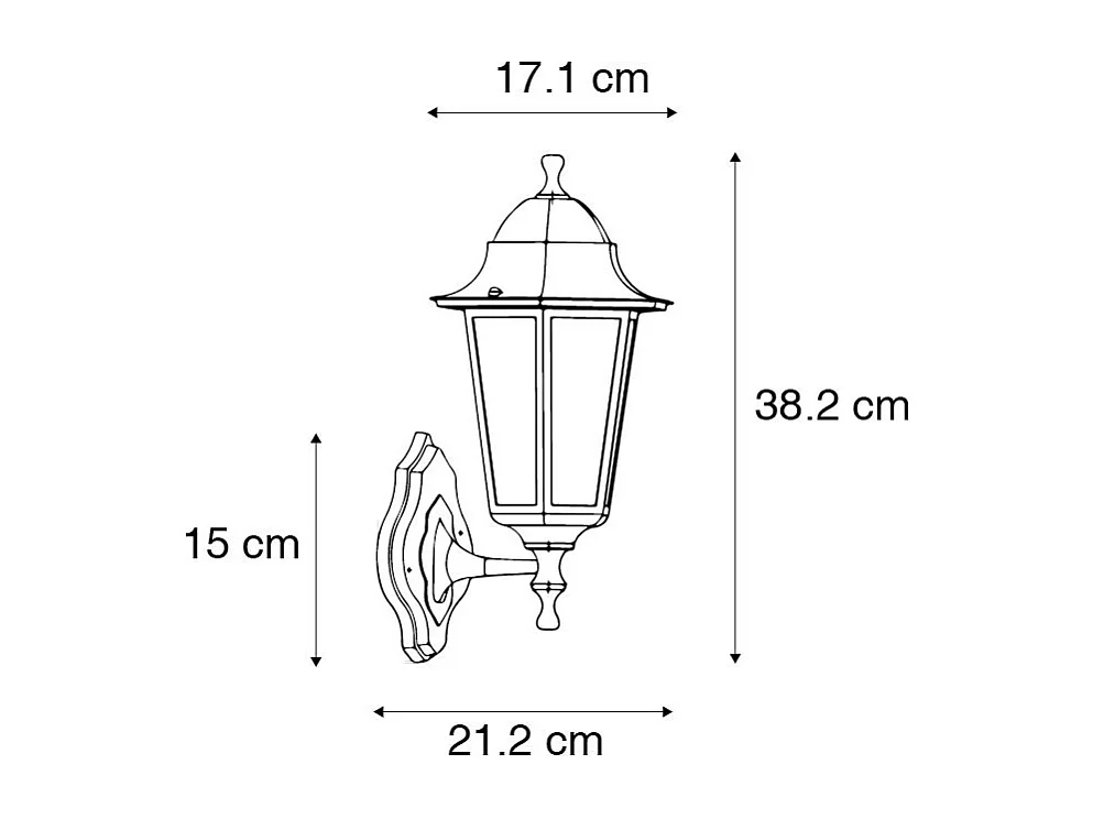 Applique d'extérieur classique noire avec détecteur de mouvement - New Haven
