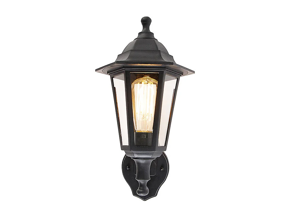 Applique d'extérieur classique noire avec détecteur de mouvement - New Haven