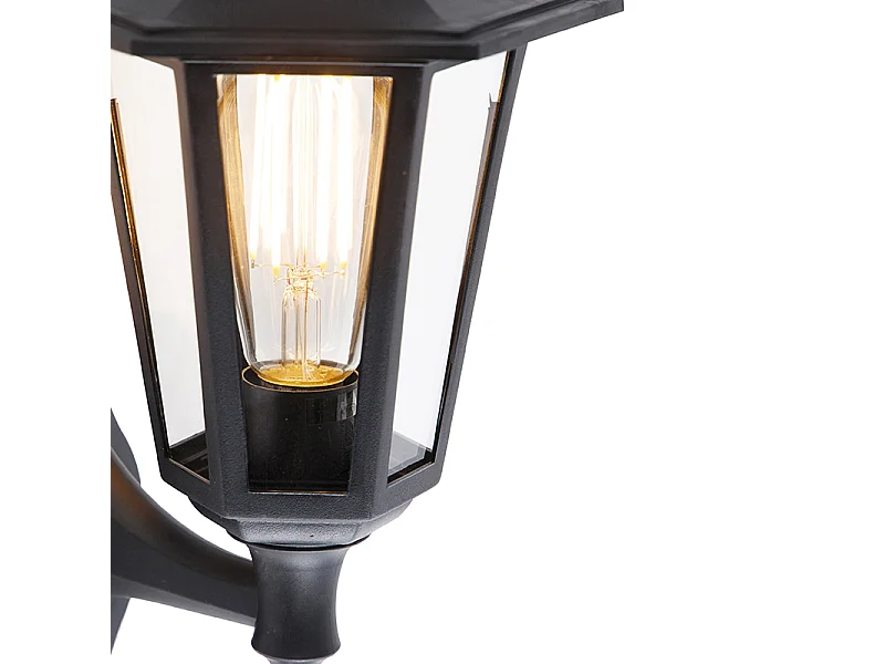 Applique murale d'extérieur classique noire avec détecteur de mouvement - New Haven