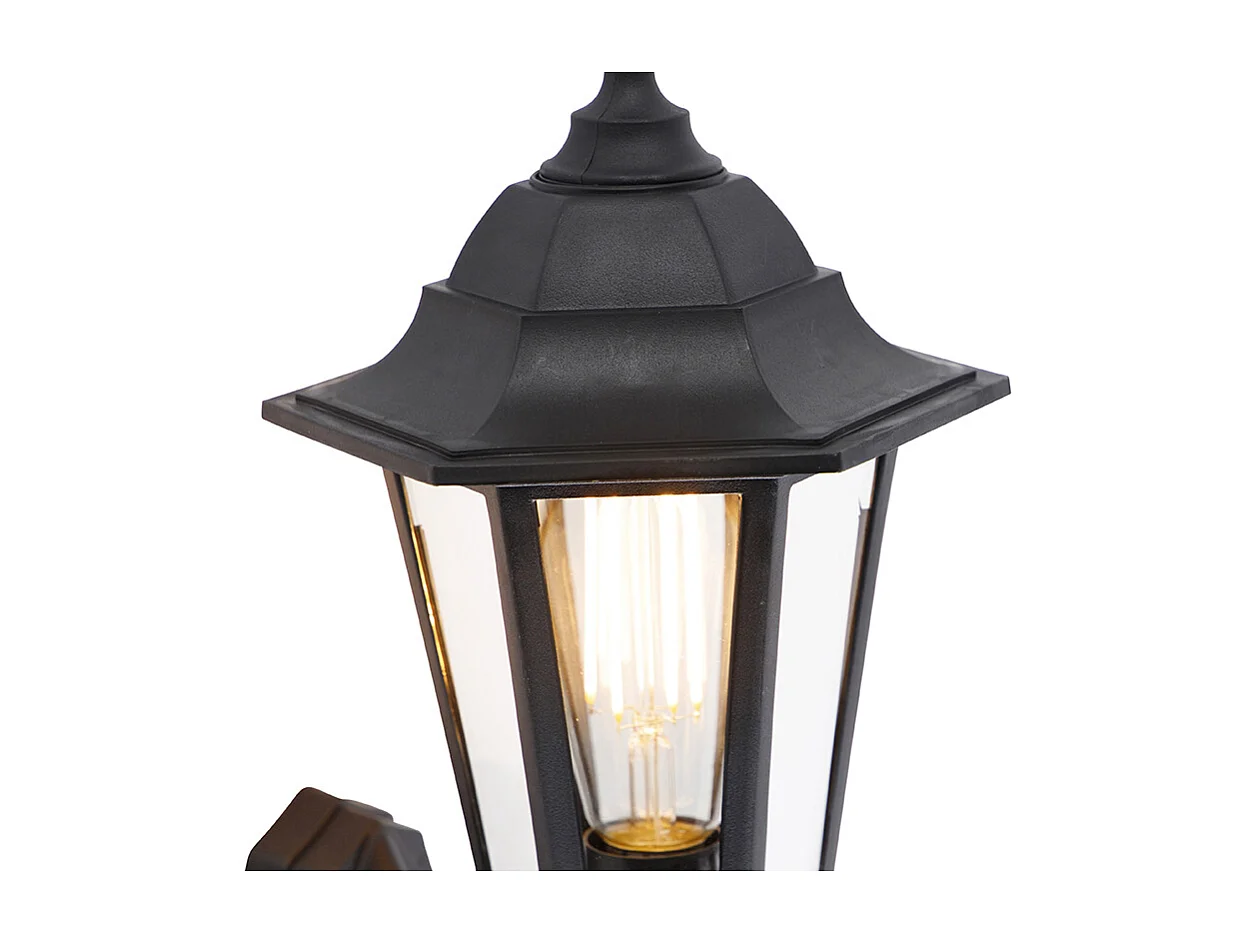 Applique murale d'extérieur classique noire avec détecteur de mouvement - New Haven