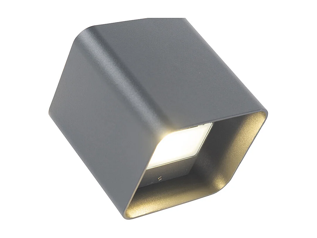 Applique moderne gris foncé avec LED IP54 carré - Evi