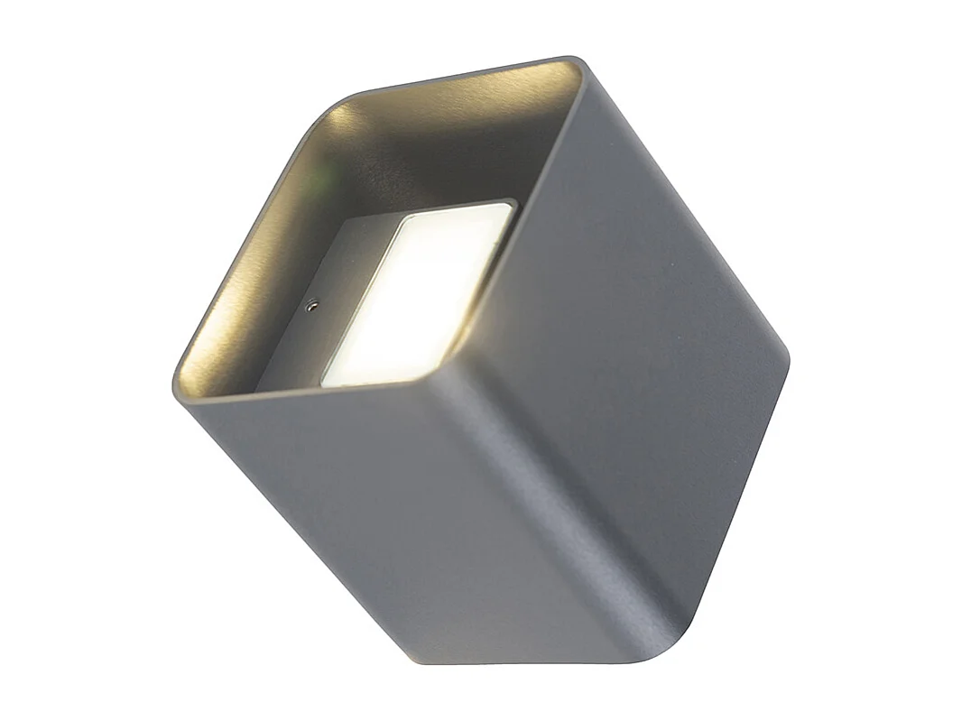 Applique murale moderne gris foncé avec LED IP54 carrée - Evi