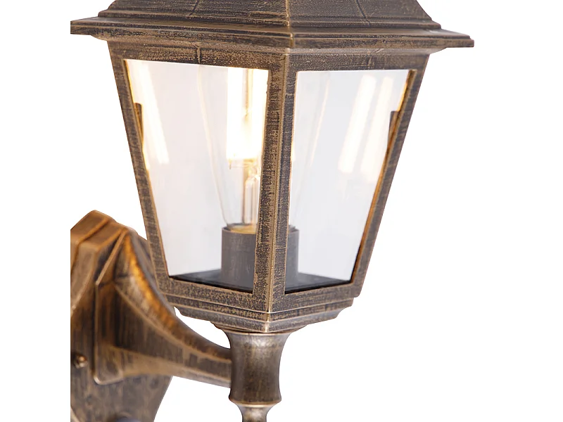 Applique murale antique or IP44 avec détecteur de mouvement - Capital