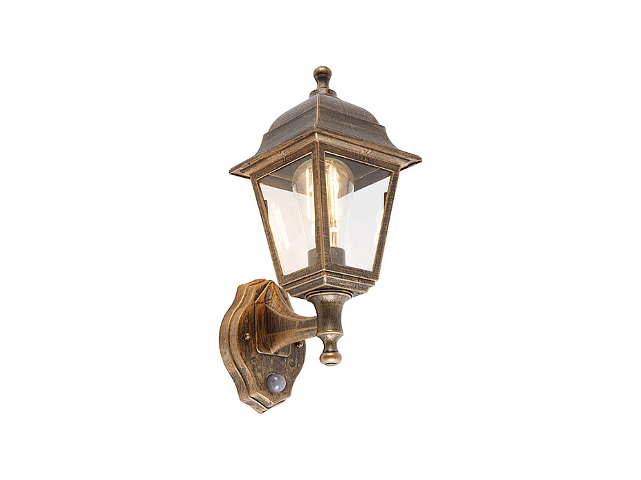 Applique antique dorée IP44 avec détecteur de mouvement - Capital