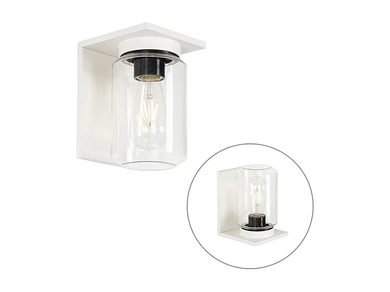 Applique murale moderne blanche avec verre transparent IP54 - Marshall