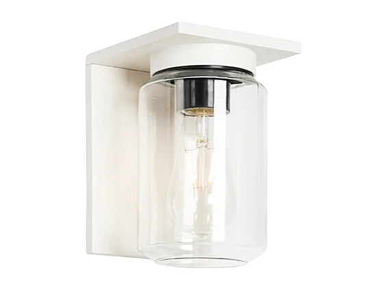 Applique murale moderne blanche avec verre transparent IP54 - Marshall