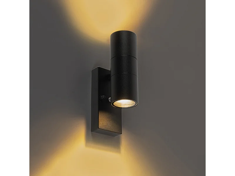Applique murale d'extérieur noir avec capteur clair-foncé IP44 - Duo