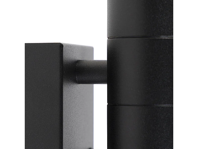 Applique murale d'extérieur noire 2 lumières IP44 avec capteur crépusculaire - Duo