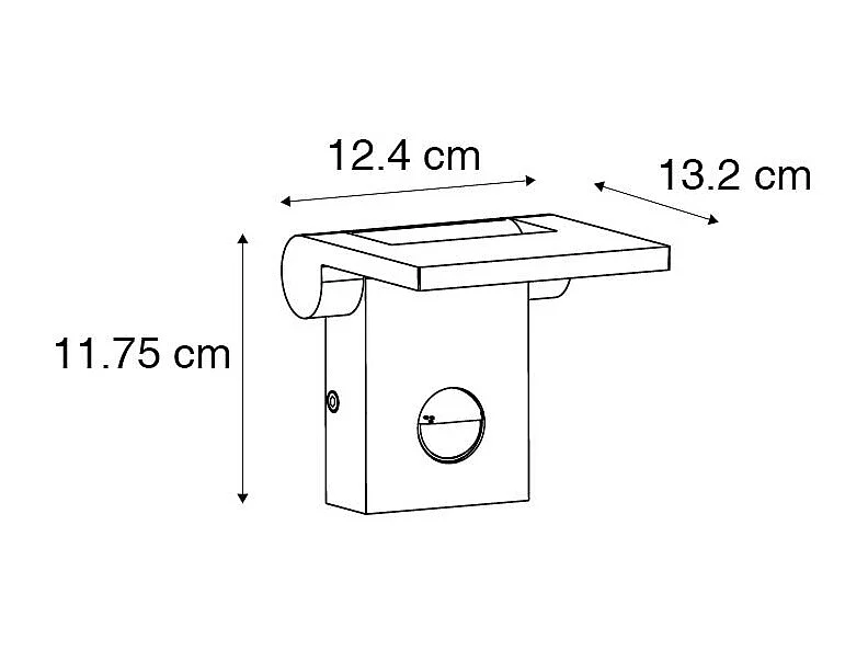 Applique murale extérieure anthracite avec LED IP54 et détecteur de mouvement - Zane