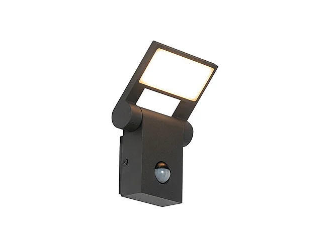 Applique d'extérieur grise avec LED IP54 avec détecteur de mouvement - Zane