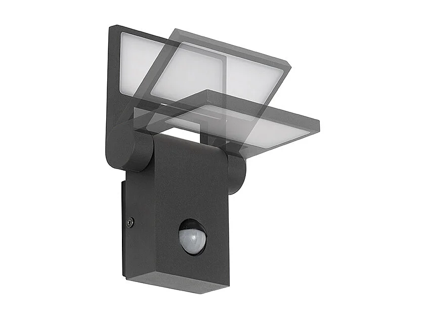 Applique murale extérieure anthracite avec LED IP54 et détecteur de mouvement - Zane