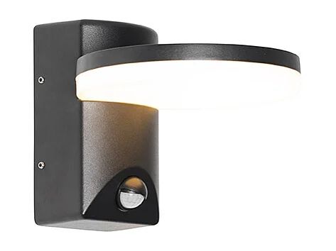Applique murale extérieure noire avec LED intégrée IP54 détecteur de mouvement - Esmee