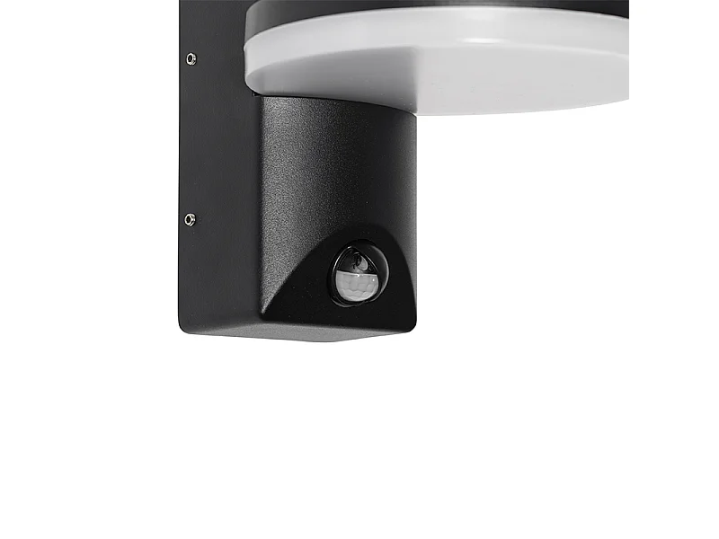 Applique murale extérieure noire avec LED intégrée IP54 détecteur de mouvement - Esmee