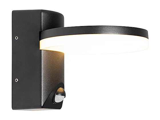 Applique murale extérieure noire avec LED intégrée IP54 détecteur de mouvement - Esmee