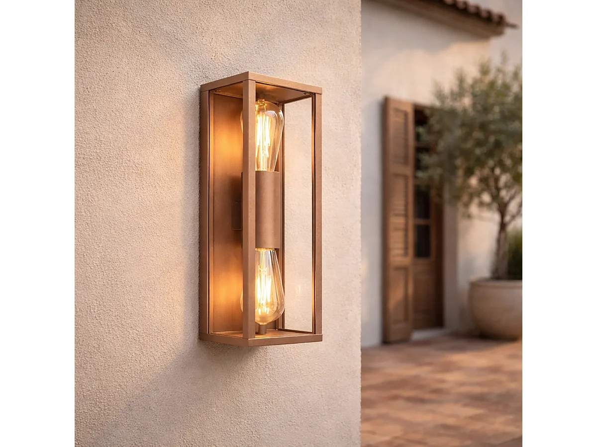 Applique murale industrielle rouille 38 cm 2 lumières IP44 - Charlois