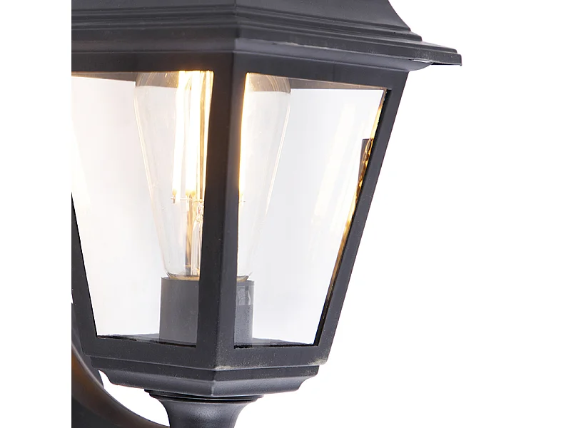 Applique murale d'extérieur classique noire avec détecteur de mouvement - Capital