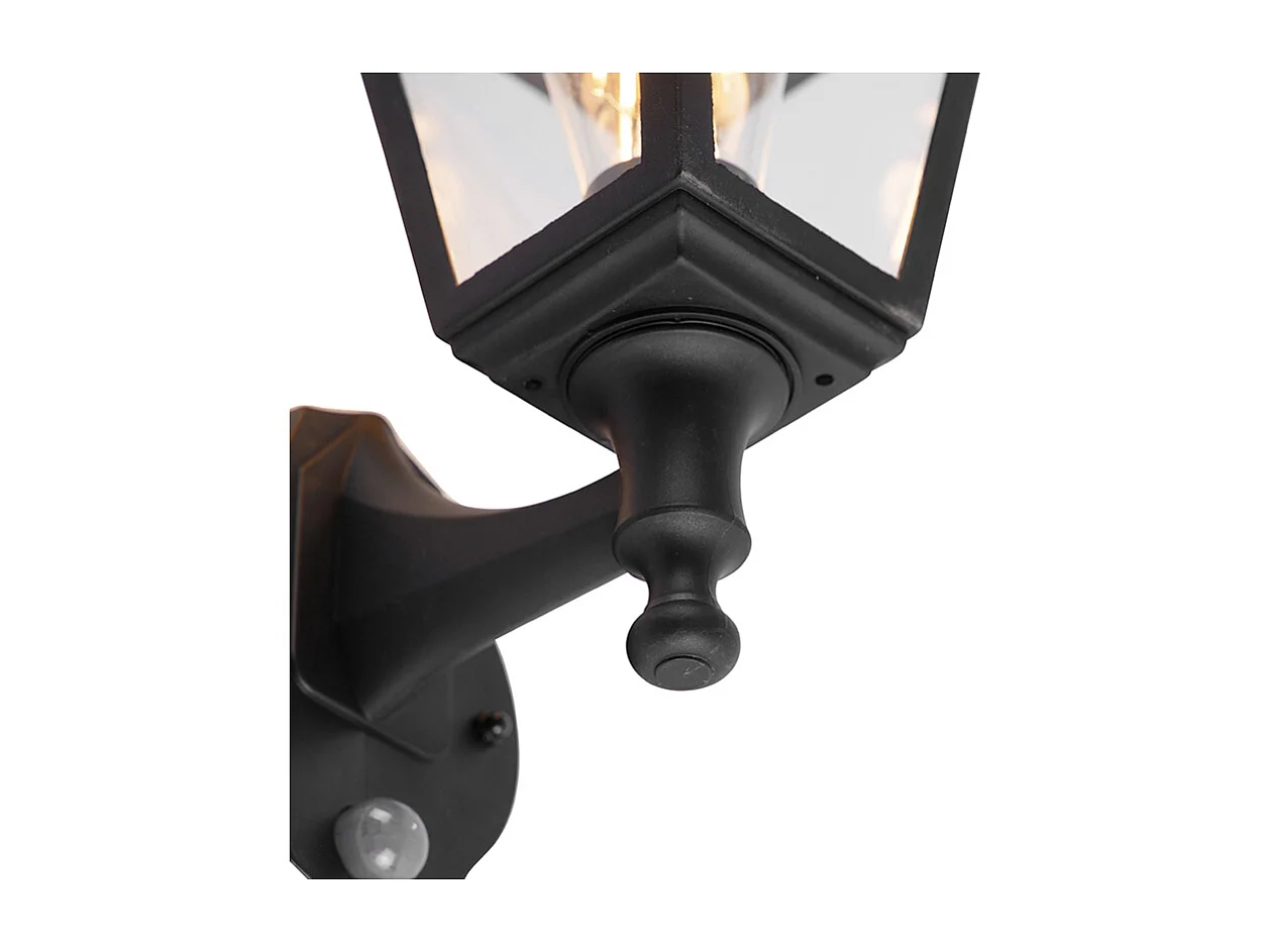 Applique murale d'extérieur classique noire avec détecteur de mouvement - Capital